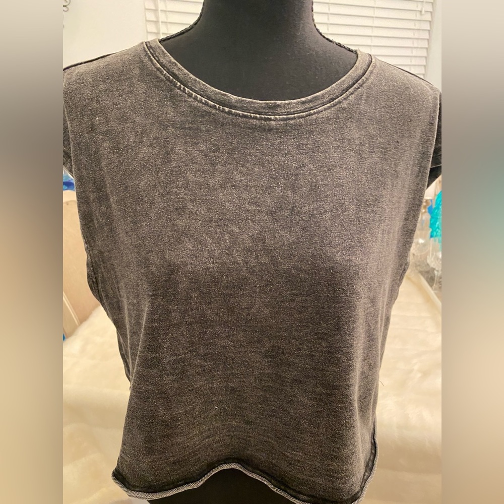 Distressed Vintage Plain Denim Jean Crop Top- Extra Small